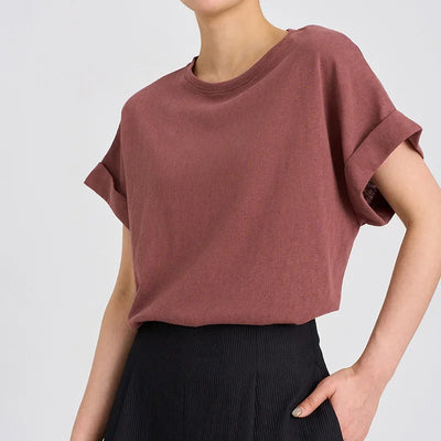 Women Linen Tops Crew Neck