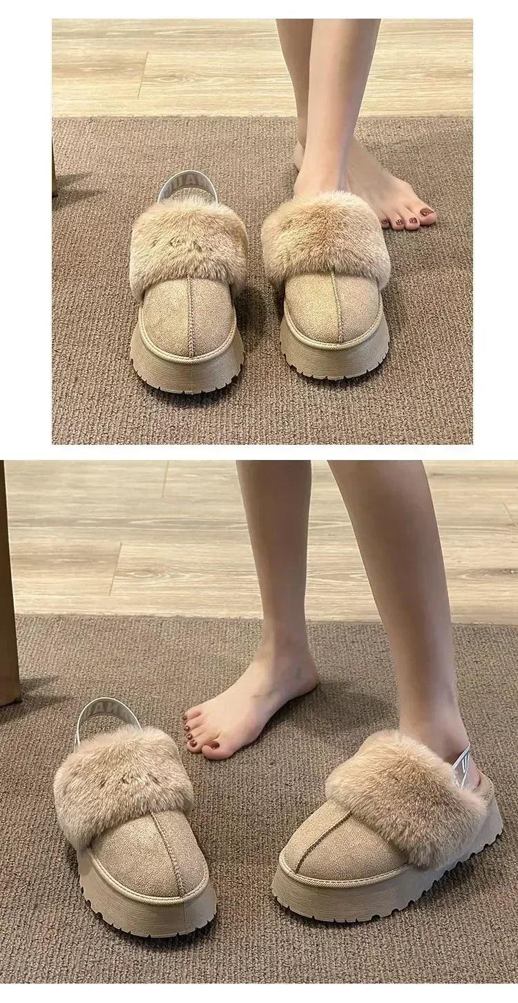 2024 new winter snow boots for women - fur lined with thick fleece and warm cotton