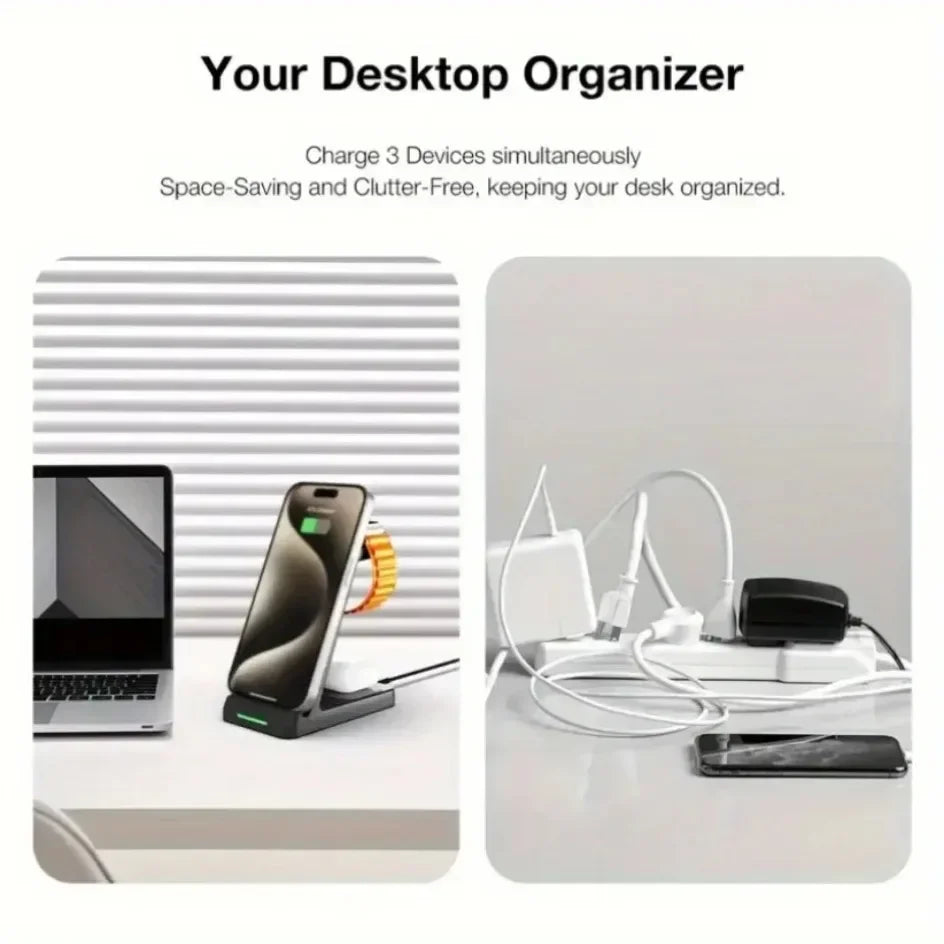 30W Wireless Charger Stand 3 in 1 Fast Charging Station for iPhone 16 15 14 13 12 iWatch 10/9/8/7/6/5/4/3 Airpods 4/3/2/Pro