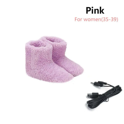 Useful Plush Comfortable USB Charging Foot Warmer Shoes Warm Foot Electric Heated Shoes Winter Warming Slipper