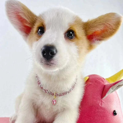 Adjustable Pet Necklace Cat Dog Collar with Diamond Zircon Heart Pendant Jewelry Luxury Metal Puppy Collars Dog Accessories