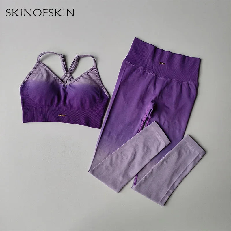 Seamless Sports Bras Gradient Yoga Suit