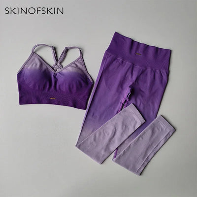 Seamless Sports Bras Gradient Yoga Suit