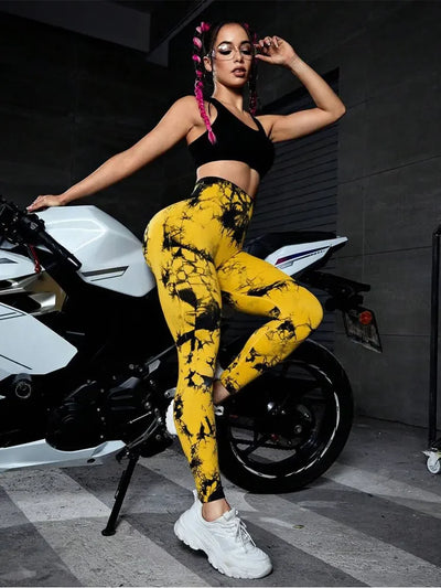 Tie Dye Leggings High Elastic Seamless  For Women
