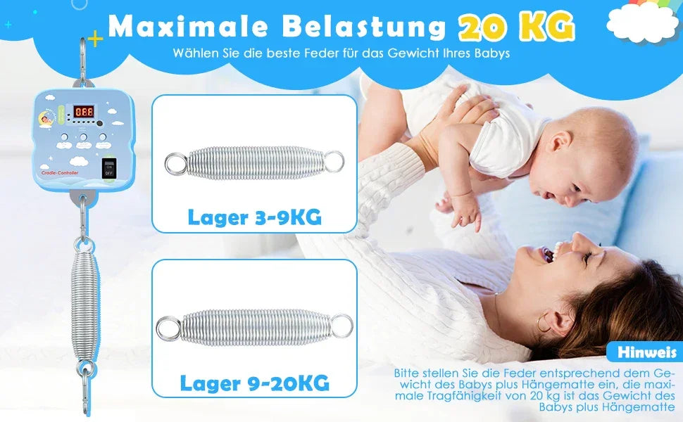 Babyschaukel-Controller Electric Baby Swing Controller,2 Spring,Remote Control, Motor Spring Bracket, Adjustable Timer, No Noise