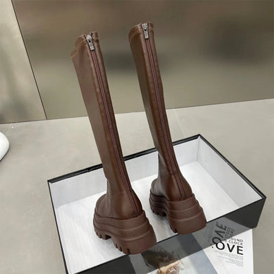 Knee High Women's Long Boots Flats Platform Fashion Shoes Designer Dress Winter Woman Boots 2025 Chelsea Botas De Mujer Zapatos