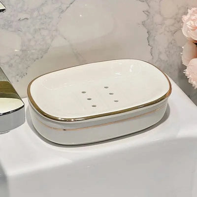 Light luxury high-end soap box Ceramic light luxury toilet bathroom drain soap box household no water