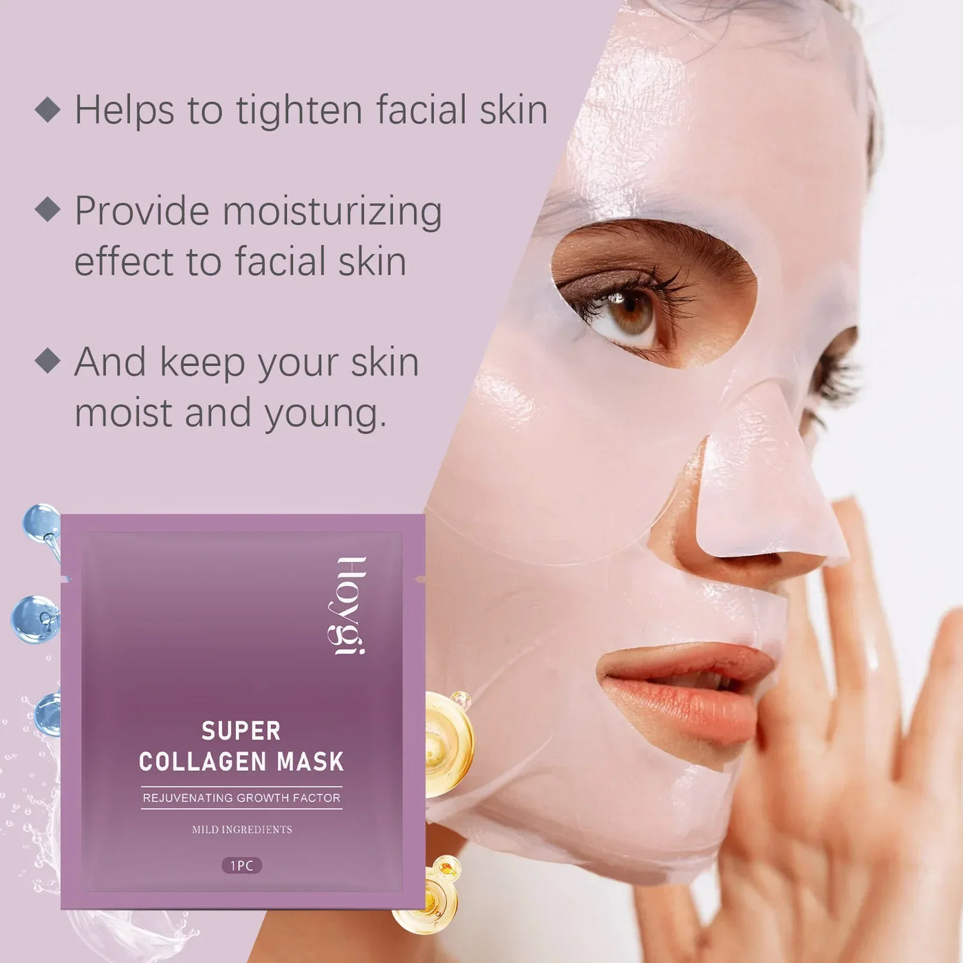Collagen Face Mask Anti Aging Firming Moisturizing Refreshing Shrink Pore Brightening Overnight Mask Hyaluronic Acid Facial Mask