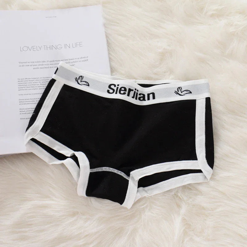 Women's Anti-exposure Ladies Boxers Cotton Sports Style Underwear  Fashion Lingerie Letter Belt Plus Size Girls Boxer Shorts