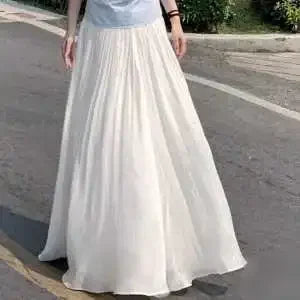 A Tall Sporty Skirt with Sparkling High Waist Elastic High-end Flowing A-line Extended Pink Skirt