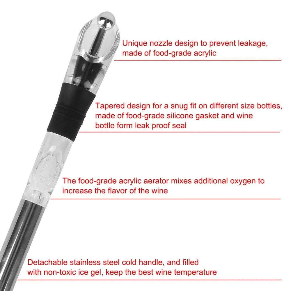 Rapid Iceless Wine Chilling Rod Stainless Steel Cooler Ice Chil Bar Wine Cooler Set Wine Bottle Cooler Stick Aerator Pourer