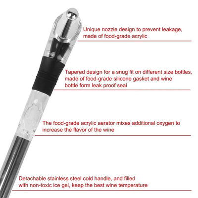 Rapid Iceless Wine Chilling Rod Stainless Steel Cooler Ice Chil Bar Wine Cooler Set Wine Bottle Cooler Stick Aerator Pourer