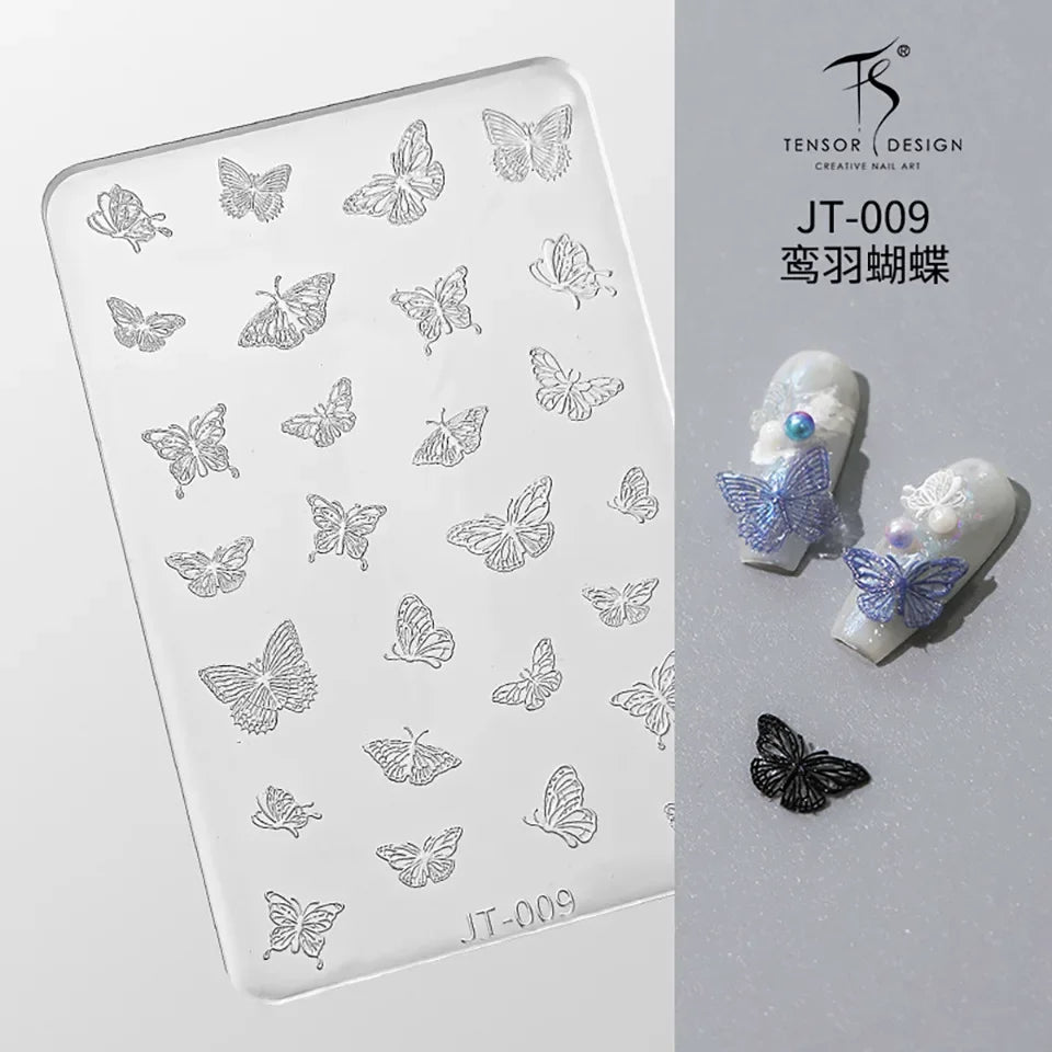 Geometric Bowknot Grid Lace Flora Edge Nail Art Silicone Carving Mold Mould Star Daisy Flower Charms Bow Tie Snowflake Template