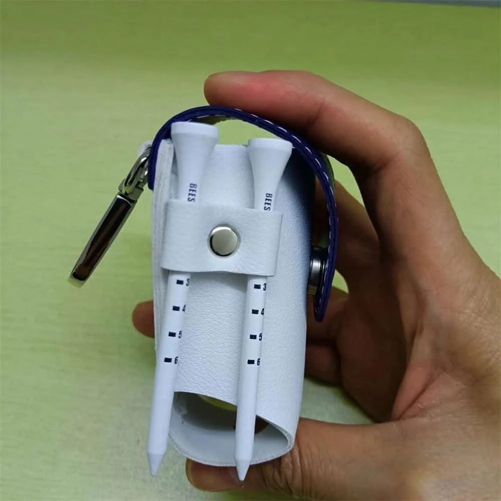 Golf Ball Mini Bag PU Leather with Golf Tees Golf Ball Pouch Hang on Waist Bag Golf Belt Gift for Husband Golf Sport Accessories