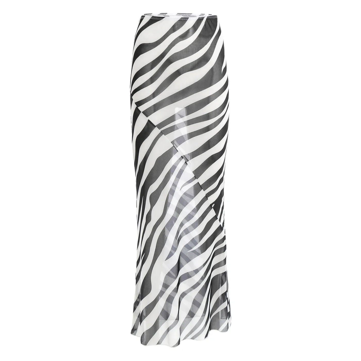 Womens Sheer Mesh Fishtail Wrap Hip Long Skirt Printed Leopard Maxi Skirt Female Vintage Costume High Waist Bodycon Cover Up