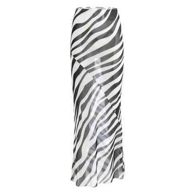 Womens Sheer Mesh Fishtail Wrap Hip Long Skirt Printed Leopard Maxi Skirt Female Vintage Costume High Waist Bodycon Cover Up