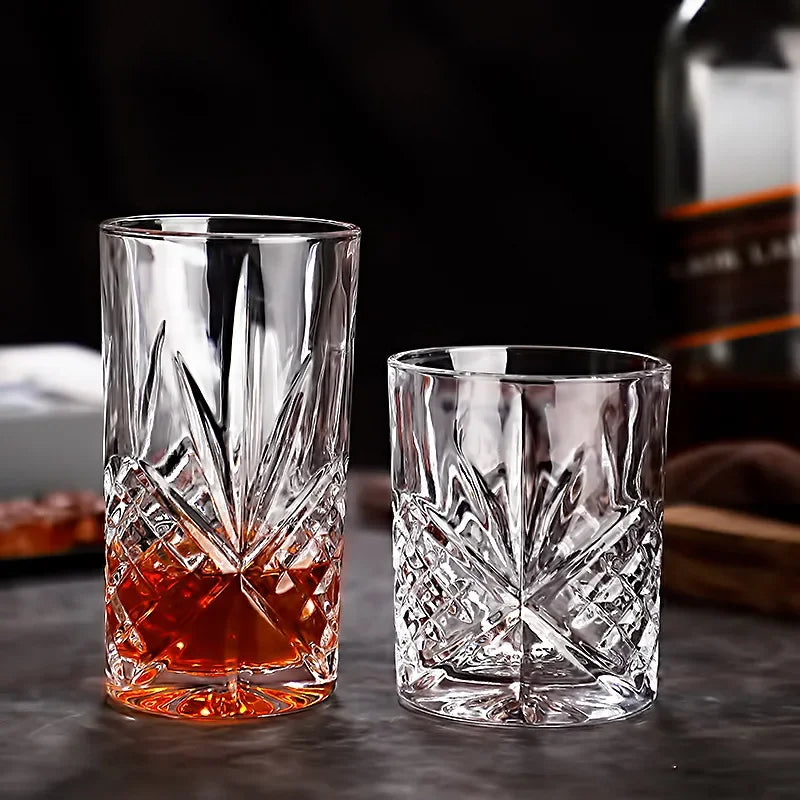 Drinkware 330ml/350ml Carved Wine Glass Foreign Wine Glass Exquisite Juice Beverage Mugs Water Bottle Classical Whiskey Glass