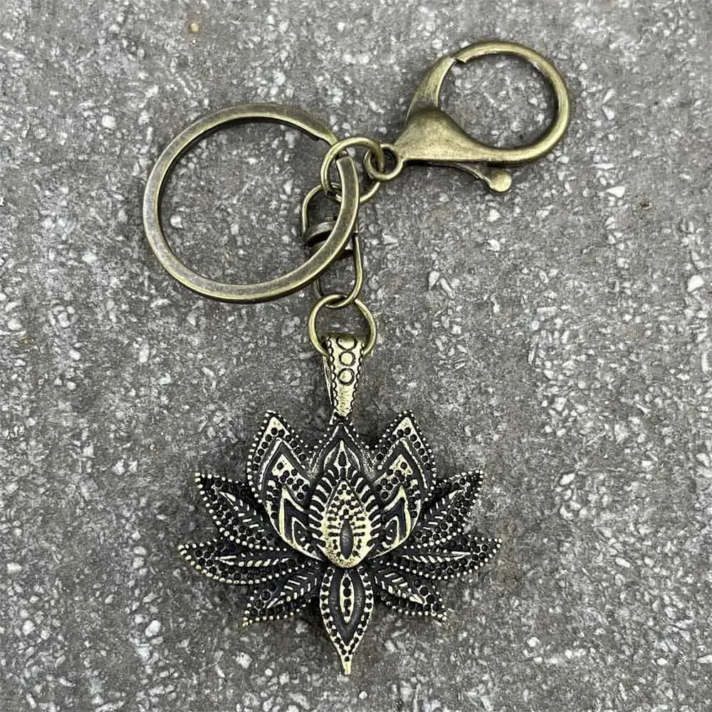 Nostalgia Mandala Yoga Keychain For Women Lotus Key Holder Accessories Buddhism Jewelry