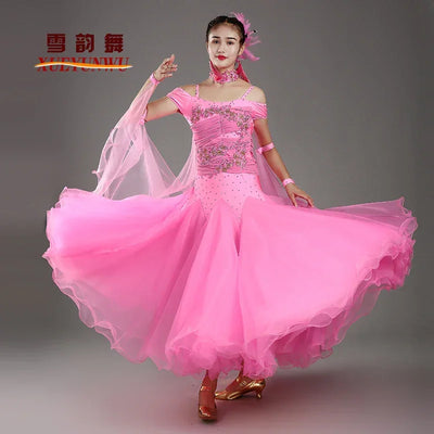 2025 Newest Woman Ballroom Dance Competition Dress Dance Ballroom Waltz Standard Dance Dress Women Ballroom Dress 009