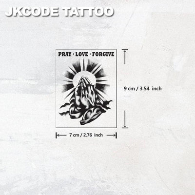 Temporary Tattoos, Sketch tattoo, Holy Maria, Pray & Love, Waterproof,Botanical, hand Tattoos, Magic Tattoos, Lasts 1-2 Weeks