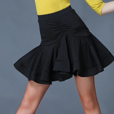 Womens Latin Dance Skirt Ballroom Tango Rumba Dance Dress Female Practice Dress Stage Performamnce Skirt Dancewear Costume