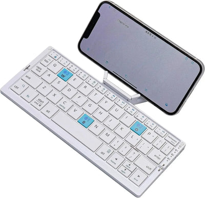 JOMAA Portable Mini Foldable Bluetooth Keyboard for Tablet Phone Laptop Rechargeable Folding Wireless keyboard with Hoder Stand