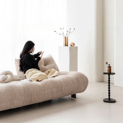 Alpaca Velvet Creamy Style Sofa Bed Foldable for Small Rooms Multifunctional for Lounging Sleeping Lazy Comfort Furniture FYLS