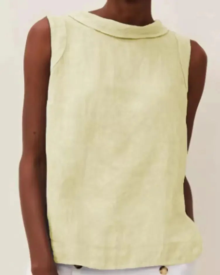 Solid Linen Women's Office Tops