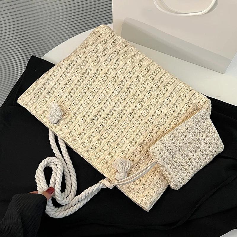Designer women handbags fashion large capacity straw tote bag summer beach casual bali big purse