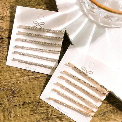 Fashion Shiny Rhinestone Metal Alloy Hair Clips for Women Accessories Simple Gold Silver Color Hairpins Girls Hairgrips Jewelry