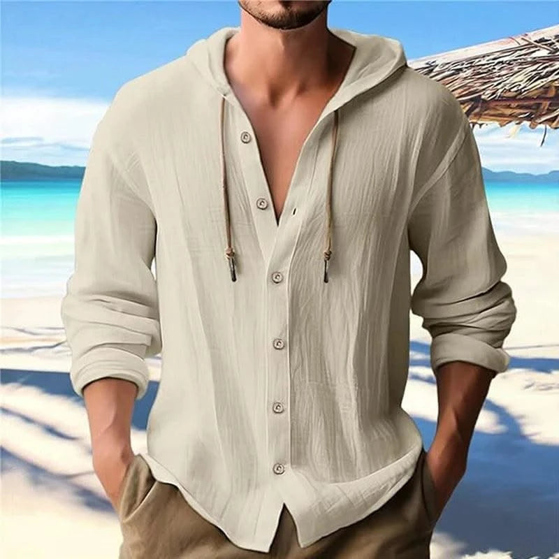 Men's Linen Shirt Solid Streetwear