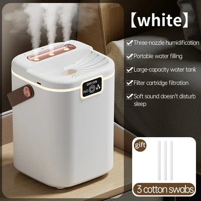Air Humidifier 3 Nozzles USB Cool Mist Diffuser 2000ml Large Capacity for Home Bedroom Office Desk Top Fill Quiet Aromatherapy
