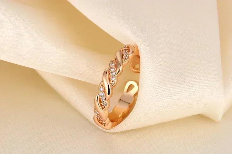 Luxury w letter ring - gold plated with row diamonds elegant adjustable statement piece dainty feminine jewelry