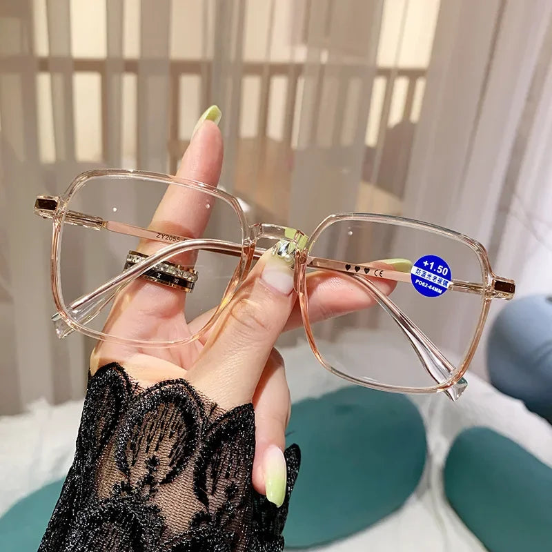 Anti Blue Light Blocking Glasses Oversized Square Reading Glasses for Women Men TR Frame High-definition Presbyopia Eyewear