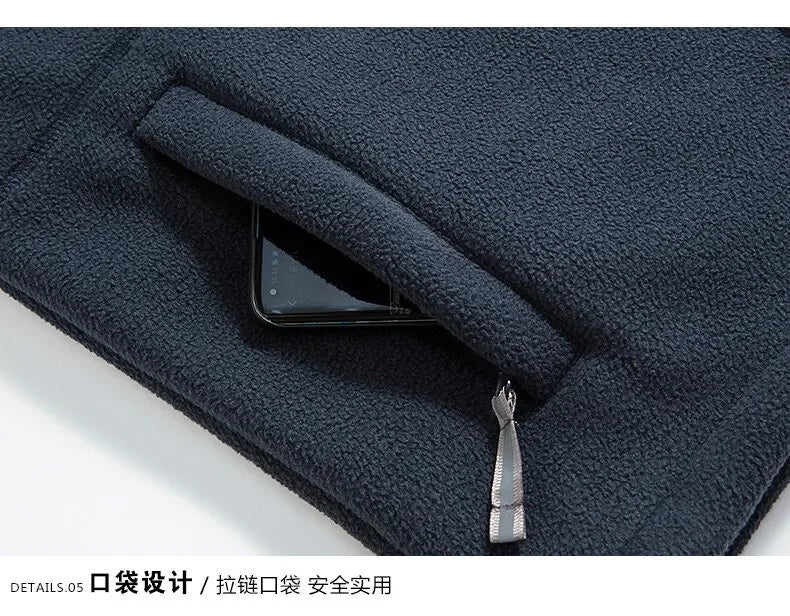 Outerwear Fleece Vest Men Autumn Winter Sleeveless Fleece Jacket Solid Color Warm Vest Outdoor Casual Fashion Hiking Polar Suit