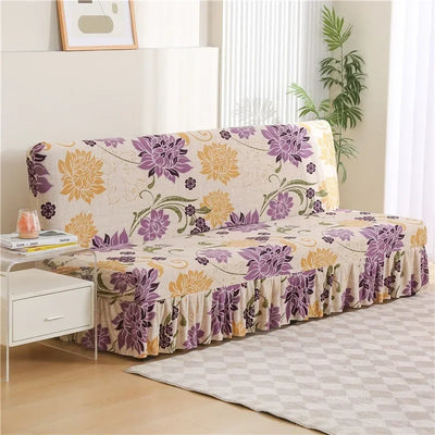 1/2/3Seater Sofa Bed Cover with Elastic Printing Seat Cover Armless Sofa Bed Cover Sofa Covers for Living Room Home Decor