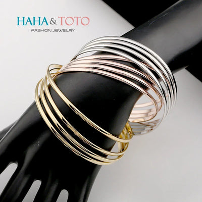 Luxury 10 Pieces Bangle Sets in 3 Colors Statement Bracelet Fashion Hands Jewelry for Women Wedding Party Prom