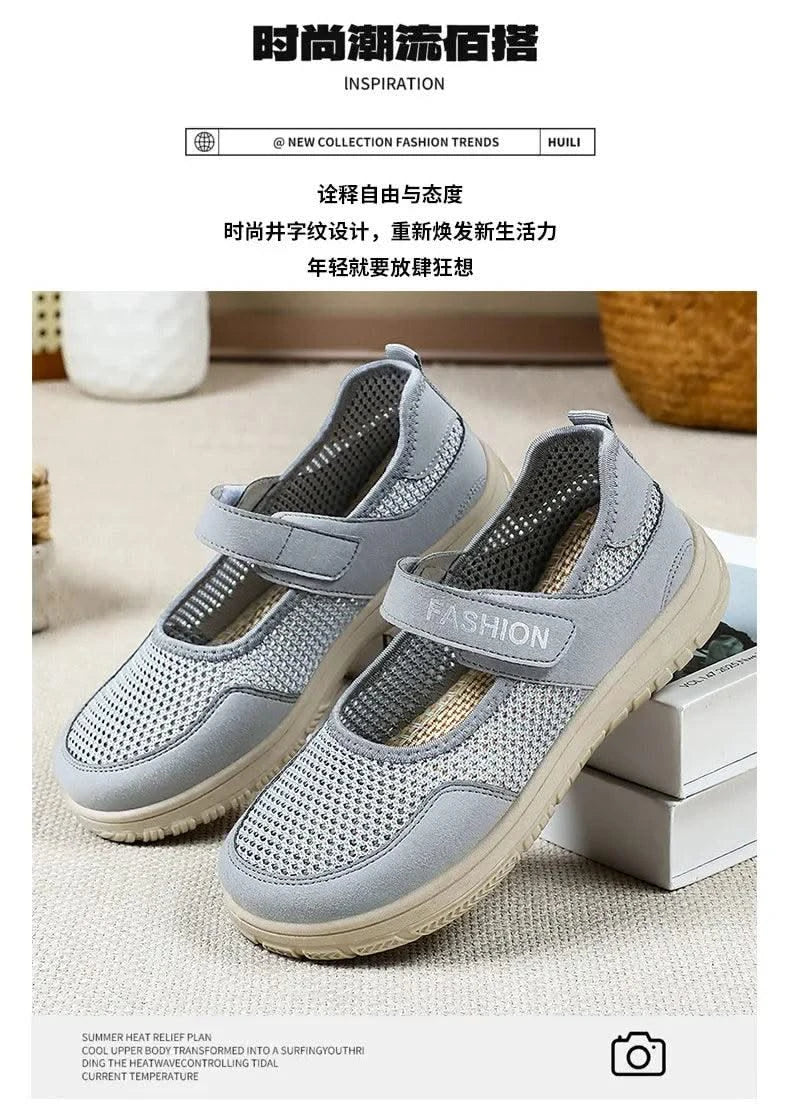 Women's Plus Size Wide Width Sandals Soft Sole Comfortable Mom Shoes Breathable Fabric Spring No Slip Chubby Feet Casual Walking