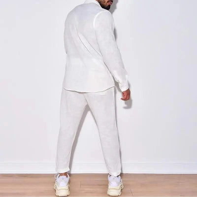 Mens Sets Linen Spring Autumn Leisure Suit Long Sleeve Shirts and Trousers Two Piece Sets Fashion Men Hot Sales Comfortable