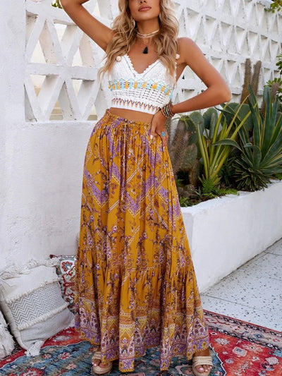 2025 New Fashion Long Skirts for Women Bohemian Loose Beach Skirt Summer Elegant Sweet Clothing