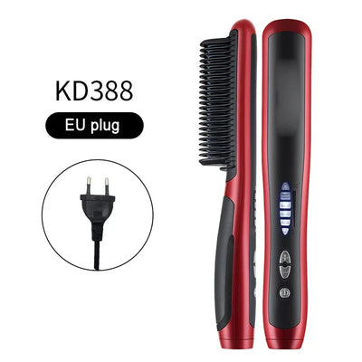 Hair & Beard Straightener Ionic Ceramic Hot Comb Electric Straighten Curling Hair Brush Negative Ion Anti-scalding Styling Tool