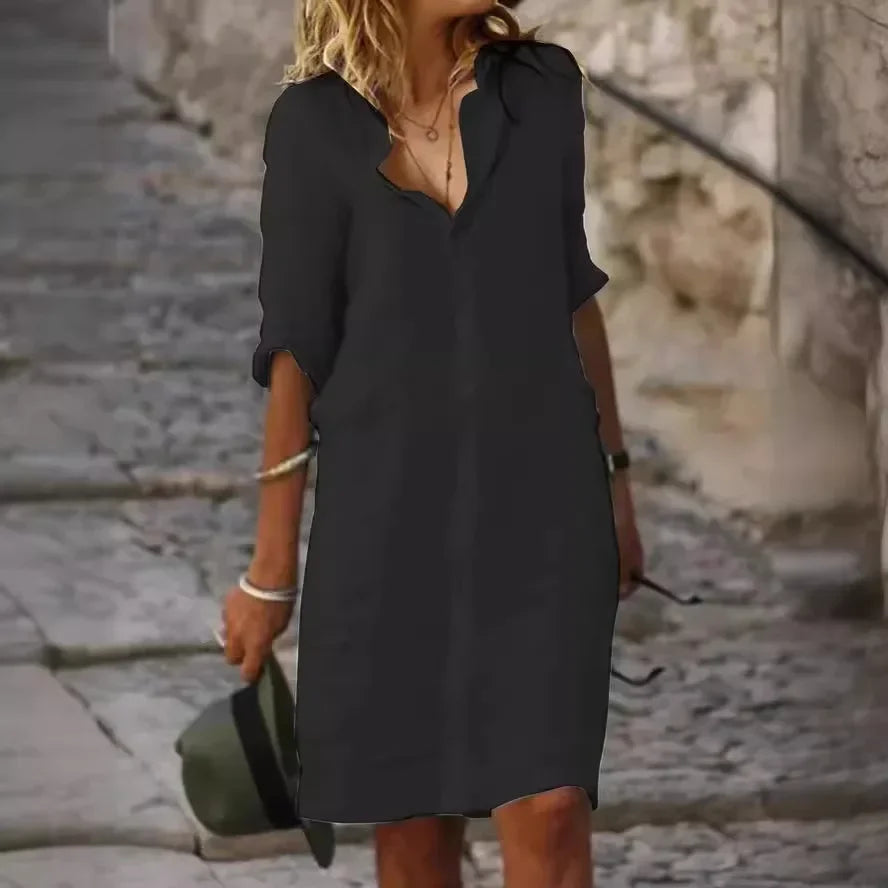 White Spring Cotton Linen Women's Mini Dress