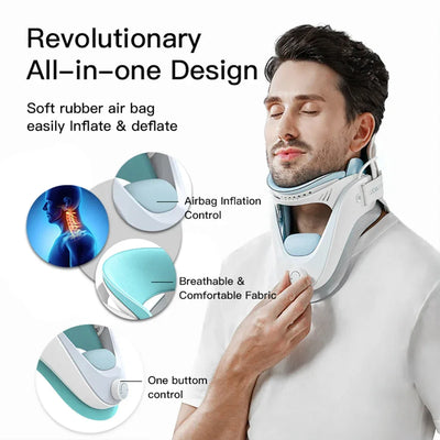 Cervical Neck Traction Device with Airbag Support Neck Brace Adjustable Ergonomic Neck Stretcher for Cervical Spine Alignment