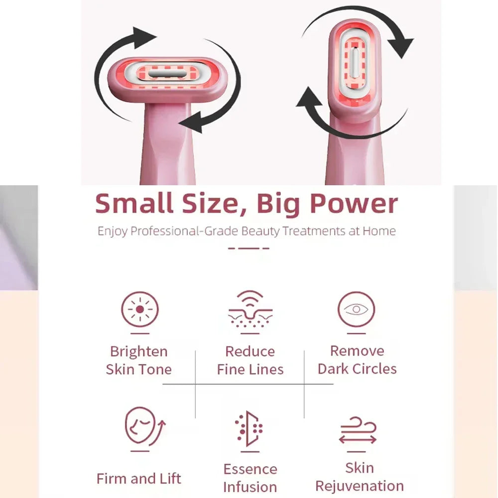 360° Rotating EMS Microcurrent Face Lifting Red Light Facial Wand Eye Neck Massager Skin Tightening Anti Wrinkle Eye Beauty Care