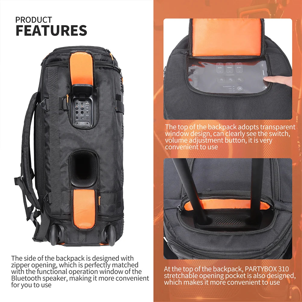 Speaker Storage Bag for JBL Partybox 310/110 Large Capacity Travel Carrying Case Foldable Speaker Box Breathable for Partybox310