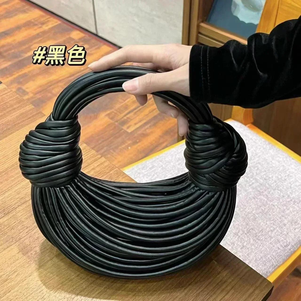 Handbags for women 2025 new in gold luxury designer brand handwoven noodle bags rope knotted pulled hobo silver evening