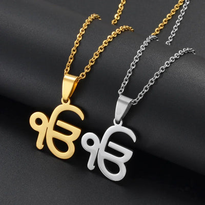 Anniyo 45CM Ik Onkar Chain Sikhism Symbol Religion Khanda Pendant Necklaces Sikkhi Sikh Punjab Jewelry @327621