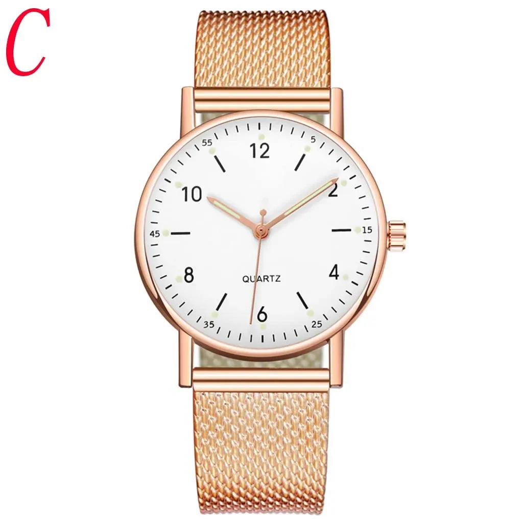 Women'S High-End Quartz Watch Casual Non-Waterproof Stainless Steel Luminous Dial Leather Steel Ladies Watch Luxury Fashion