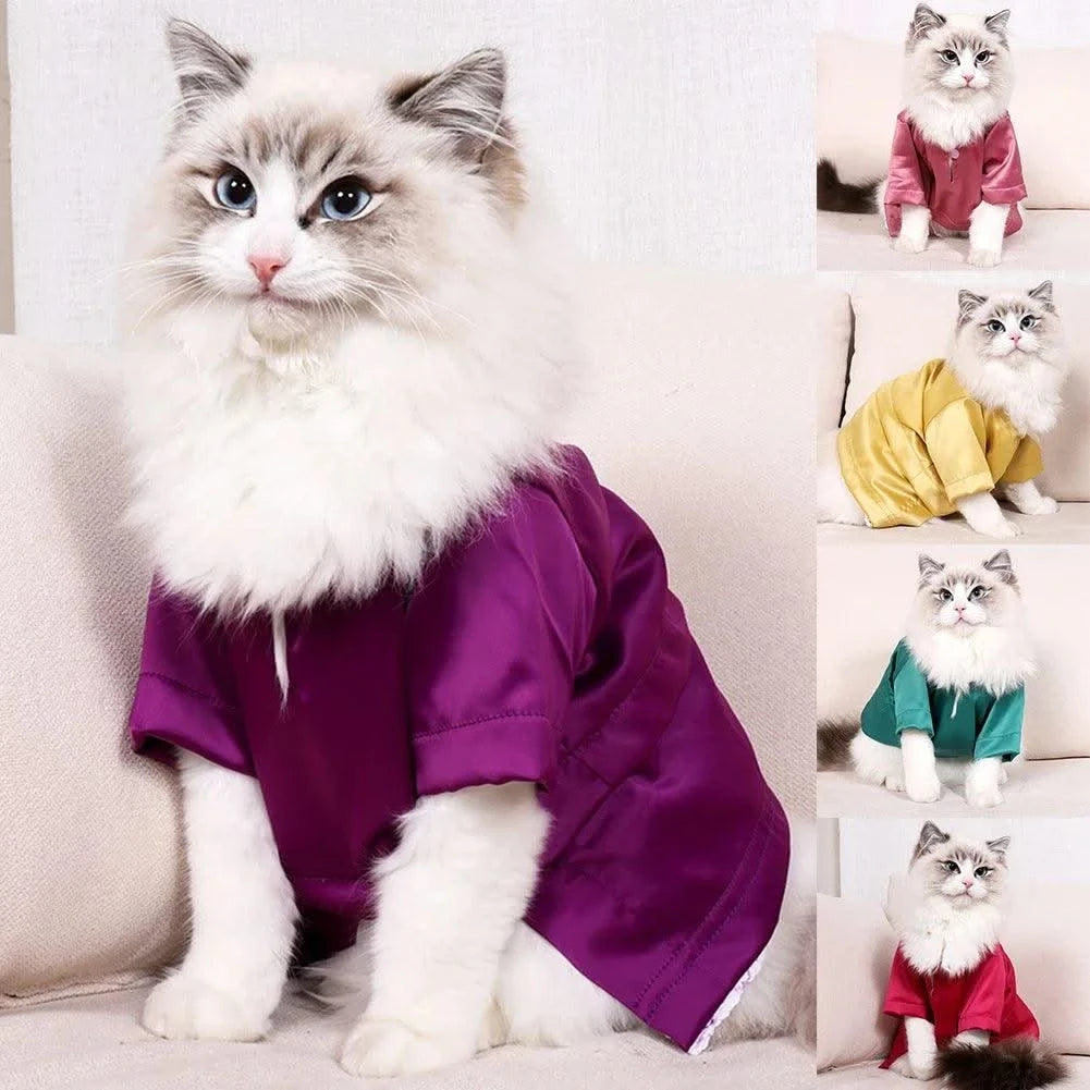 Fashionable Pet Clothes Summer Shirt Cat Wear Silk Dazzle Breathable Thin Non-Stick Fur Traditional Chinese Garments Cat Dresses