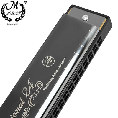 24 Holes Harmonica Key of C Professional Tremolo Mouth Organ With Case For Adults Professionals and Students Harmonica